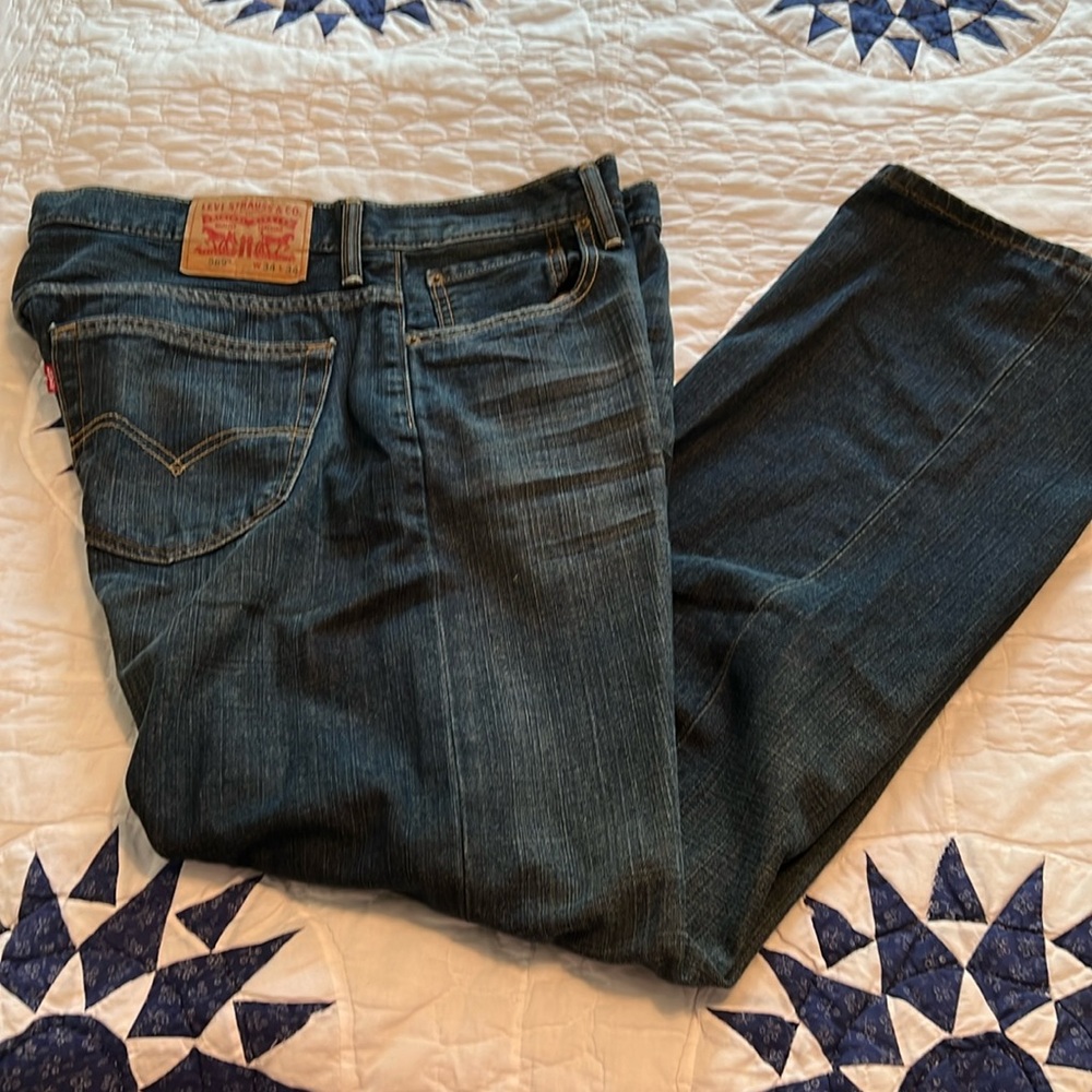 LEVI STRAUSS BLUE JEANS #569 W 34 L 34 100% COTTON MACHINE WASH COLD DRY MEDIUM
